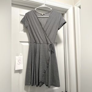 Black and white small mini wrap dress
